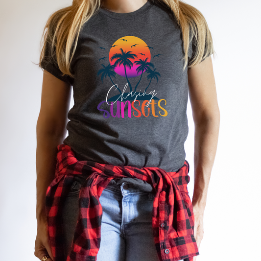 Chasing Sunsets T-Shirt, Retro Sunset Shirt - Beach Tee