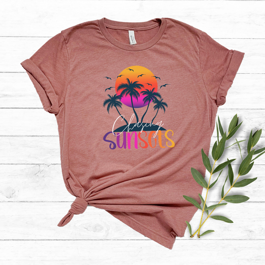 Chasing Sunsets T-Shirt, Retro Sunset Shirt - Beach Tee